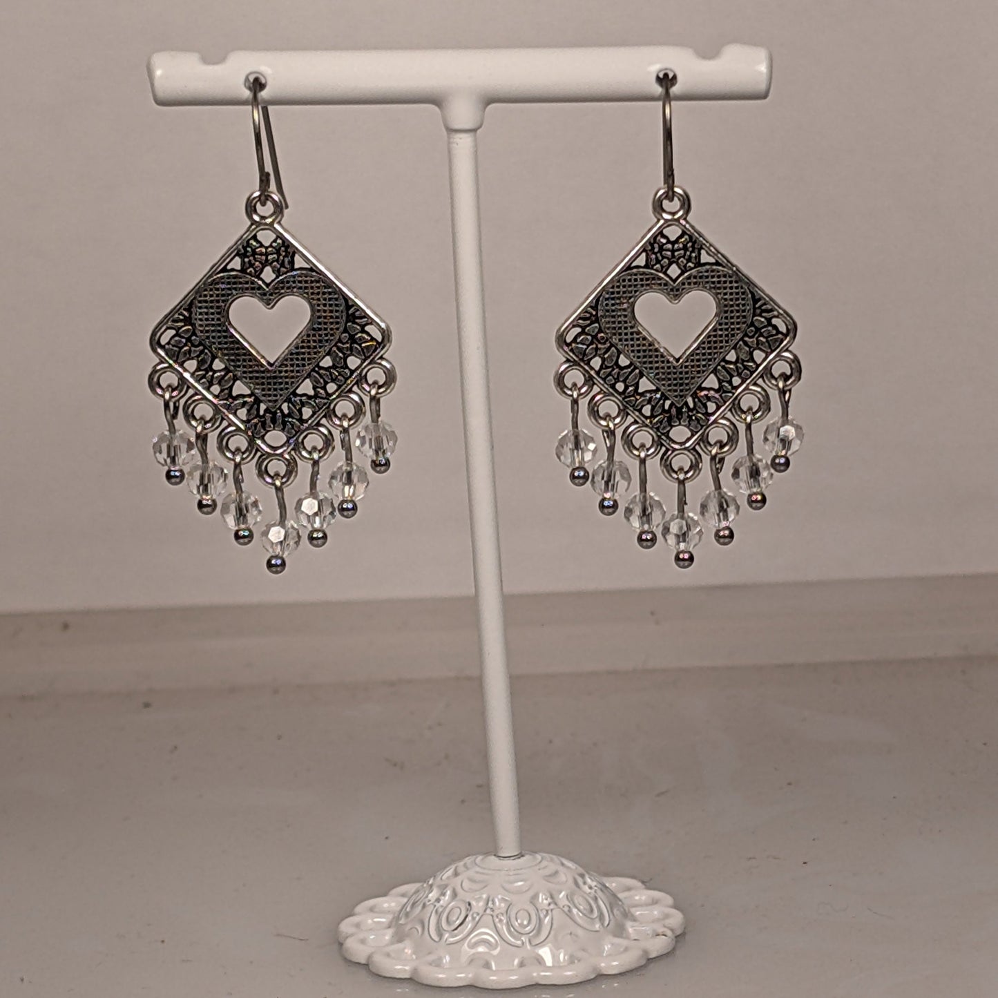Heart Chandelier Earrings in Assorted Colors CEH