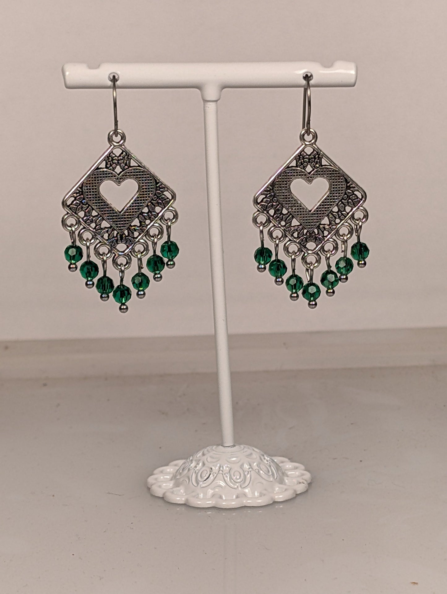 Heart Chandelier Earrings in Assorted Colors CEH