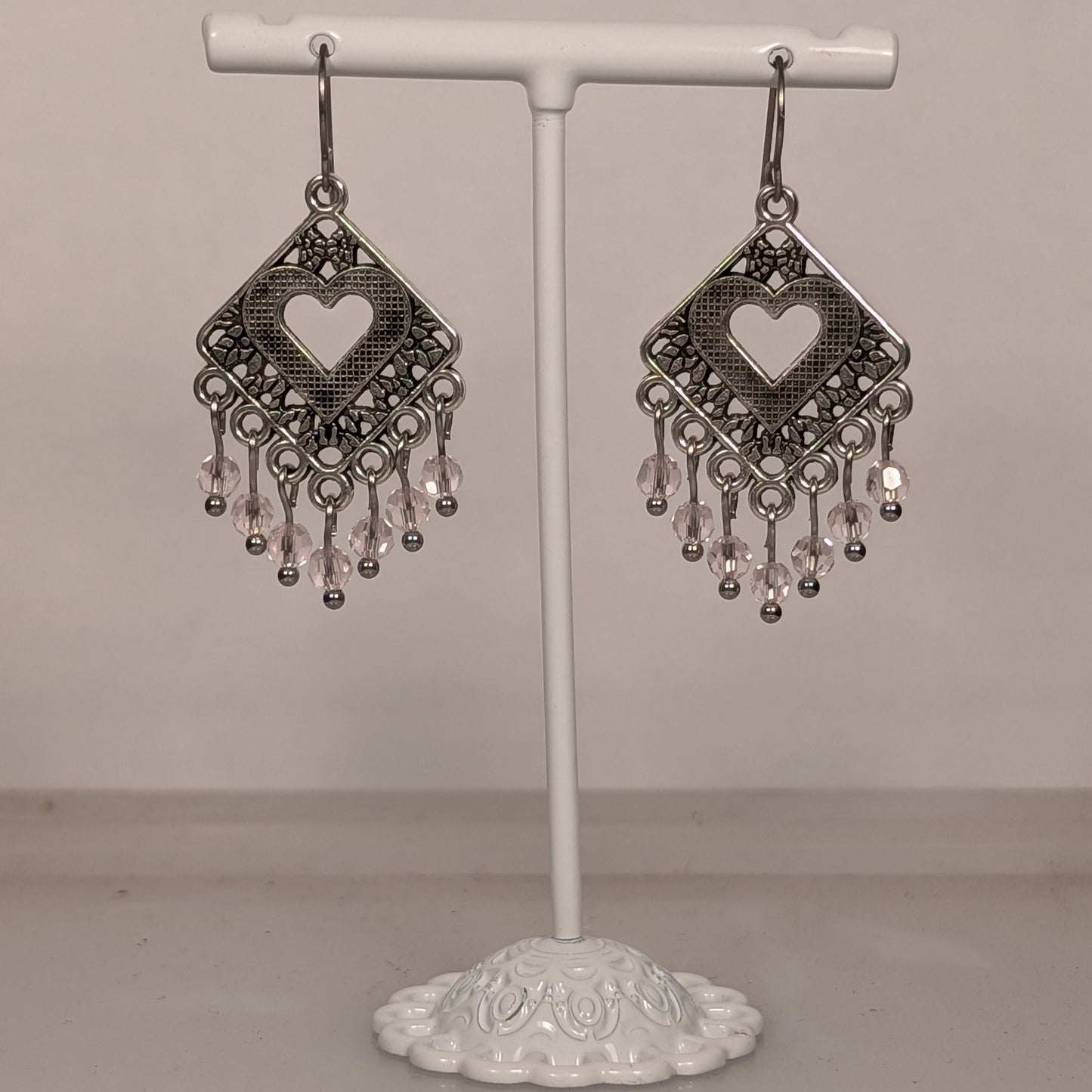 Heart Chandelier Earrings in Assorted Colors CEH