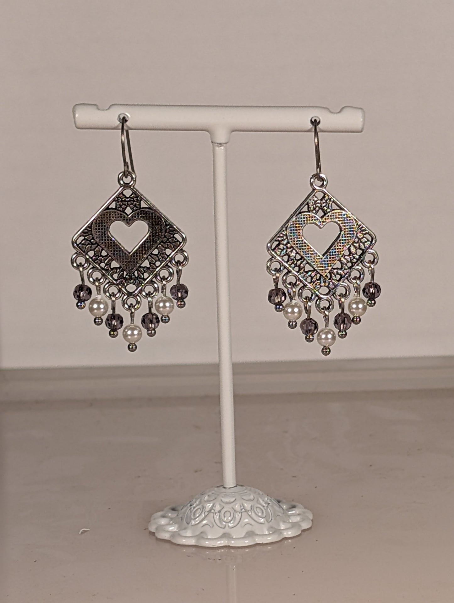 Heart Mix Chandelier Earrings in Assorted Colors CEHM