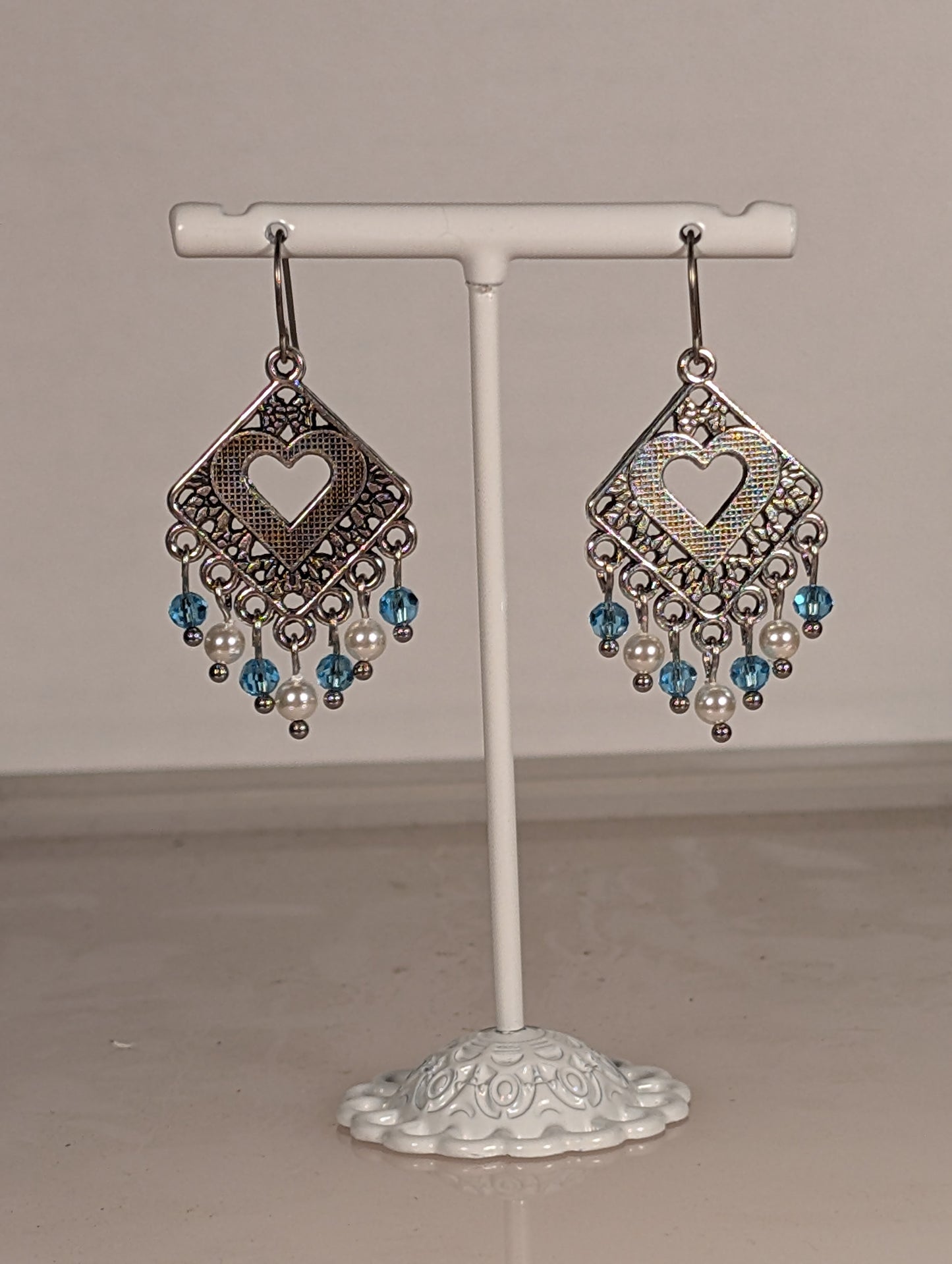 Heart Mix Chandelier Earrings in Assorted Colors CEHM