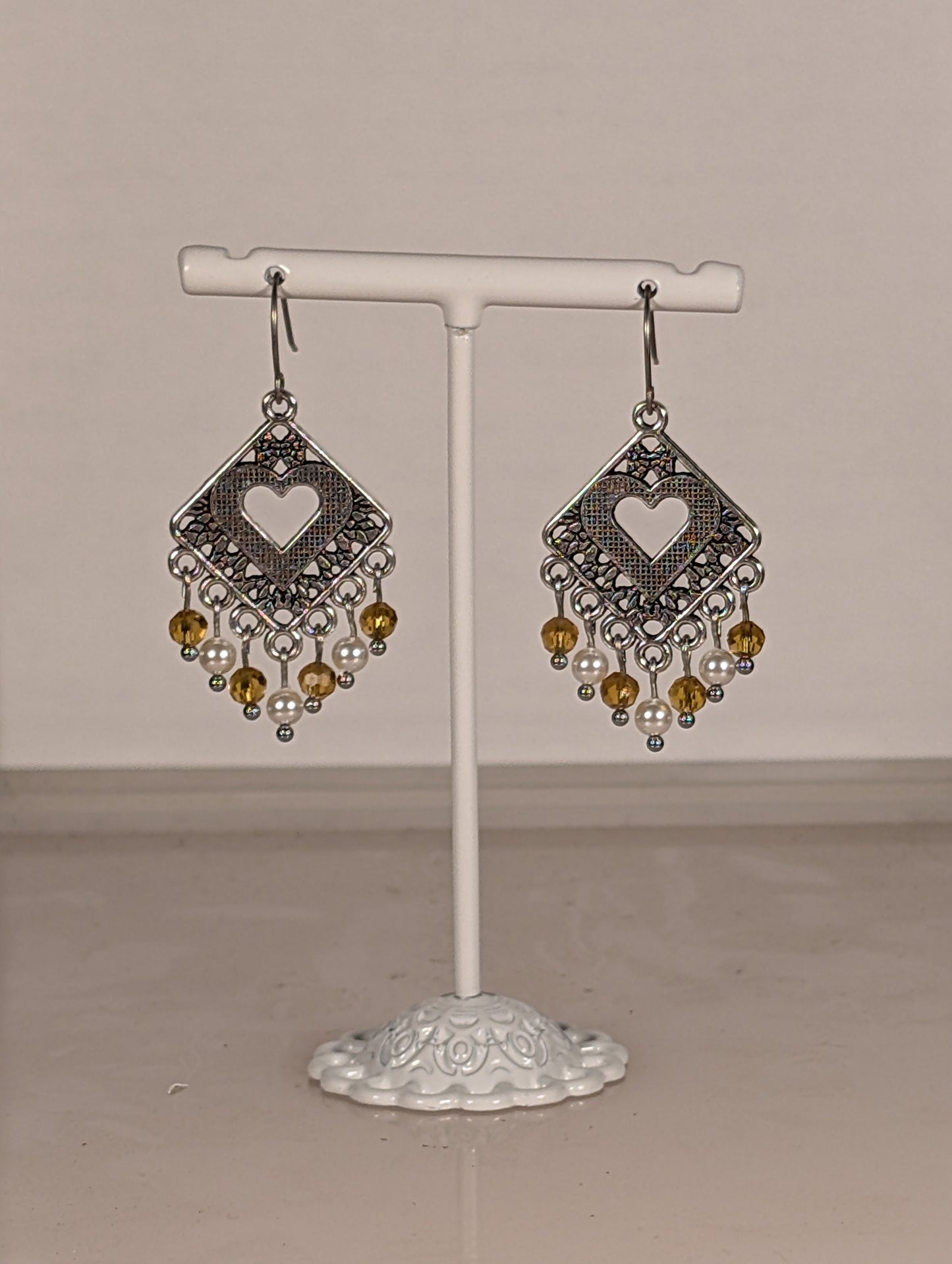 Heart Mix Chandelier Earrings in Assorted Colors CEHM