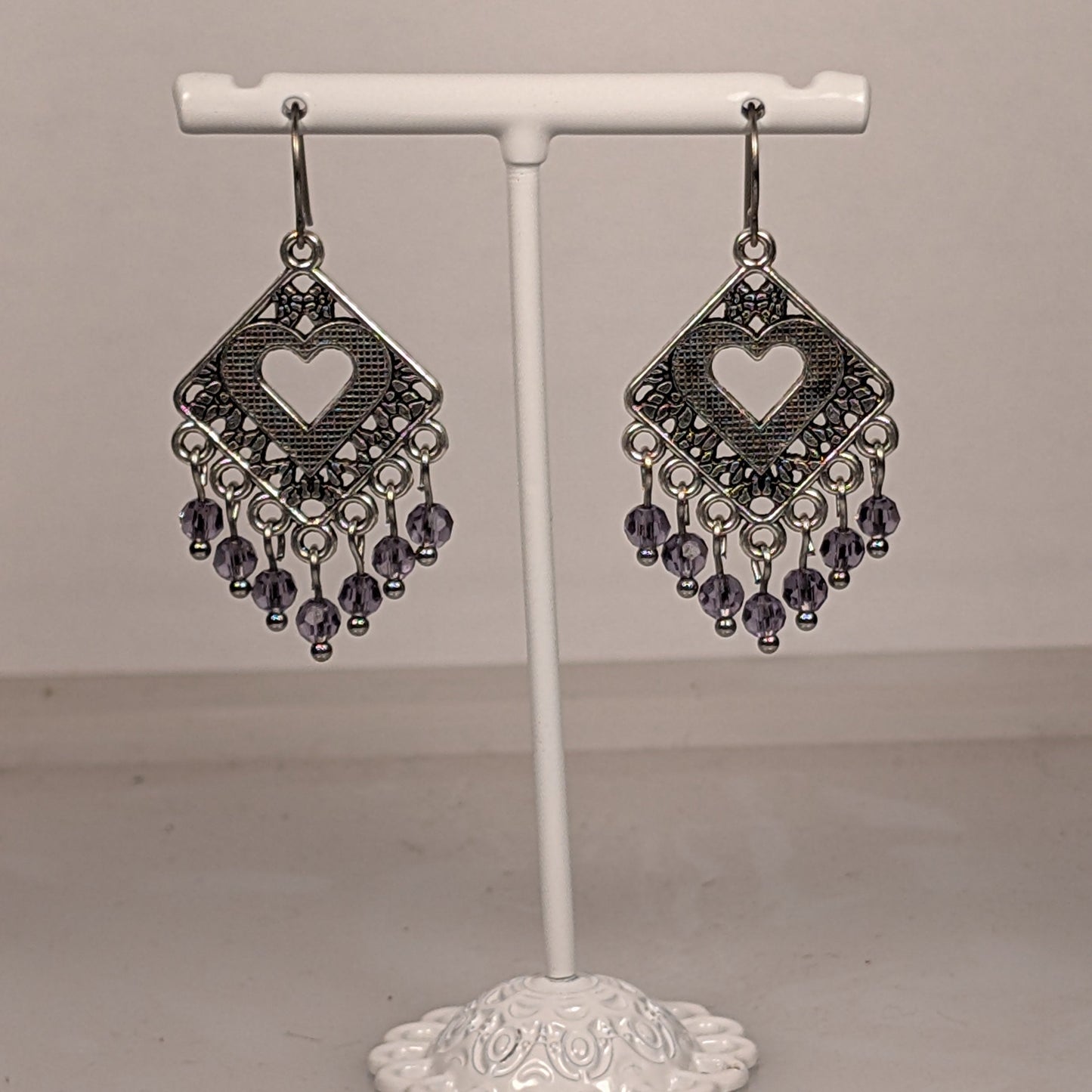 Heart Chandelier Earrings in Assorted Colors CEH