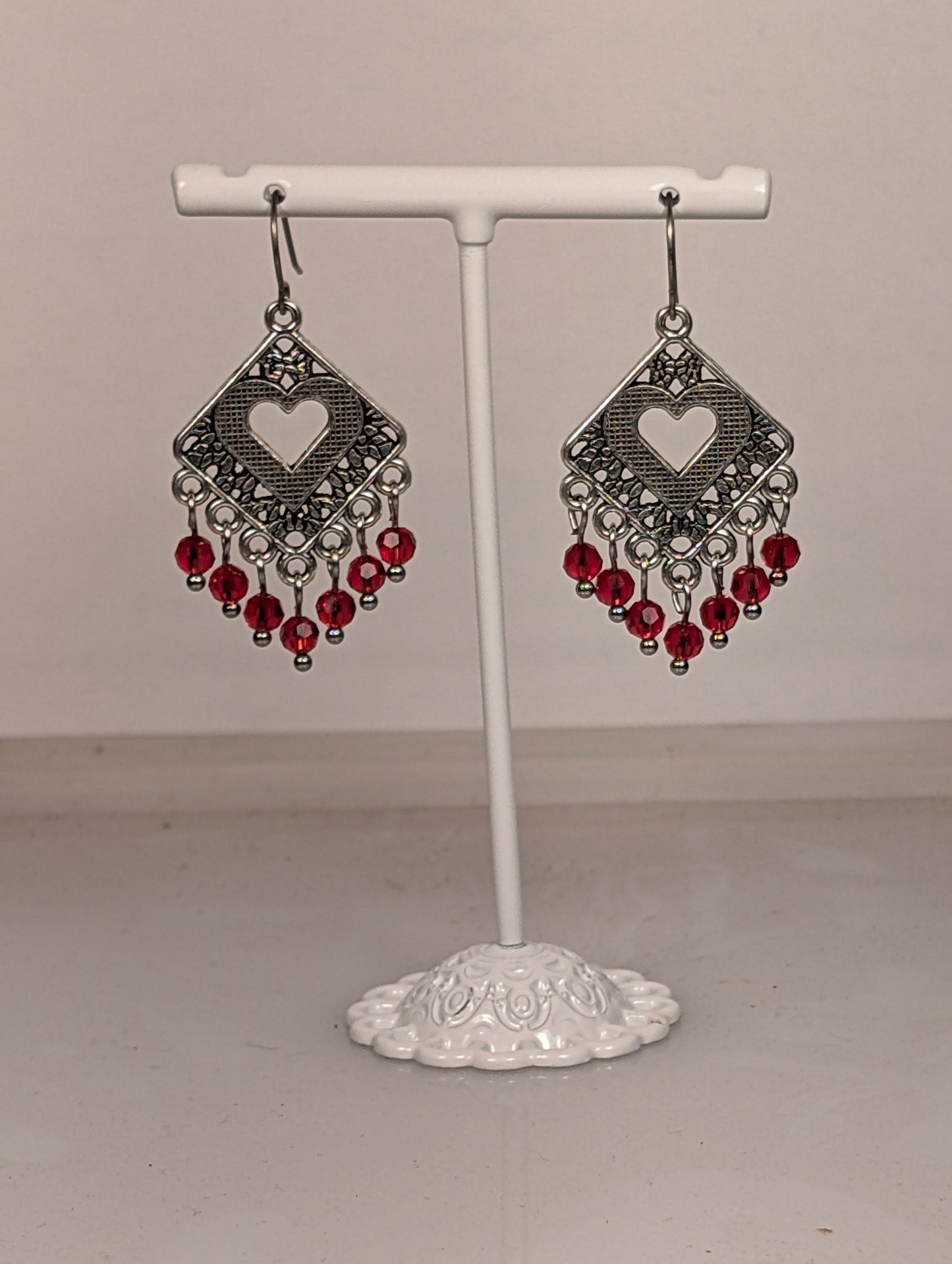 Heart Chandelier Earrings in Assorted Colors CEH