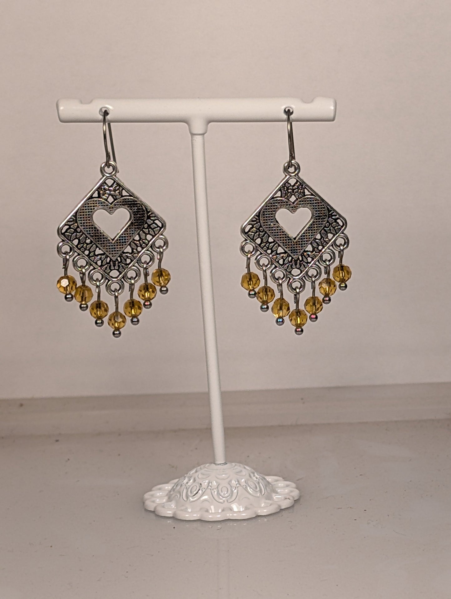 Heart Chandelier Earrings in Assorted Colors CEH