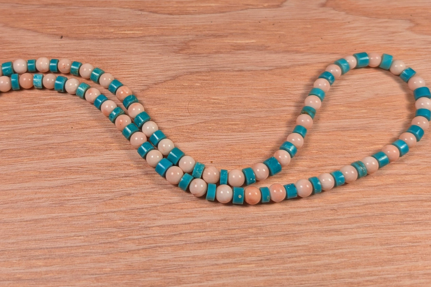Salmon Skin Coral and Turquoise Necklace FN28