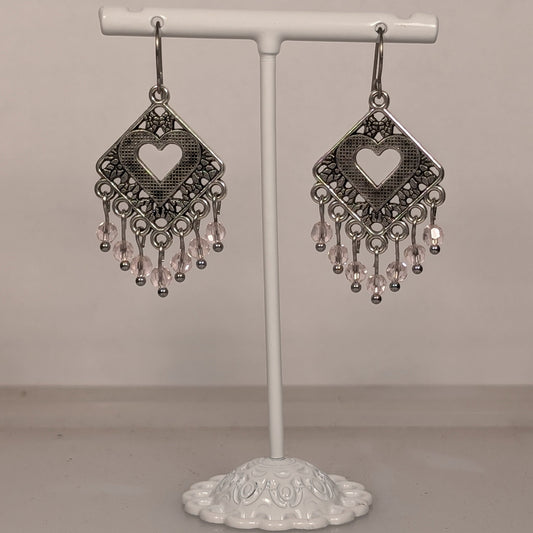 Heart Chandelier Earrings in Assorted Colors CEH