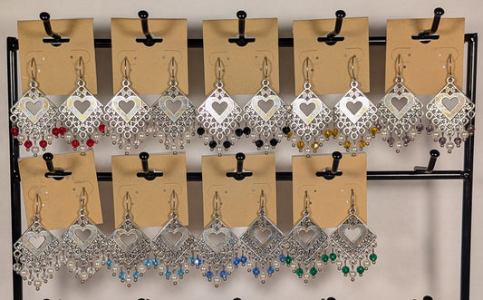 Heart Mix Chandelier Earrings in Assorted Colors CEHM