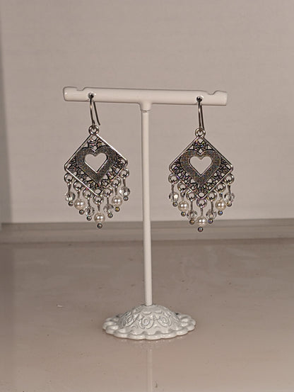 Heart Mix Chandelier Earrings in Assorted Colors CEHM
