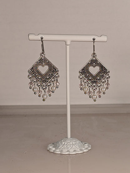Heart Mix Chandelier Earrings in Assorted Colors CEHM
