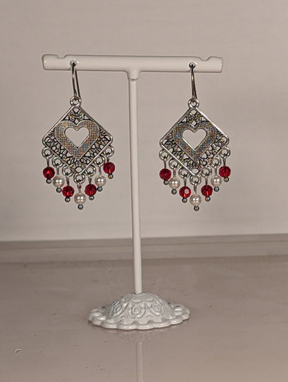 Heart Mix Chandelier Earrings in Assorted Colors CEHM