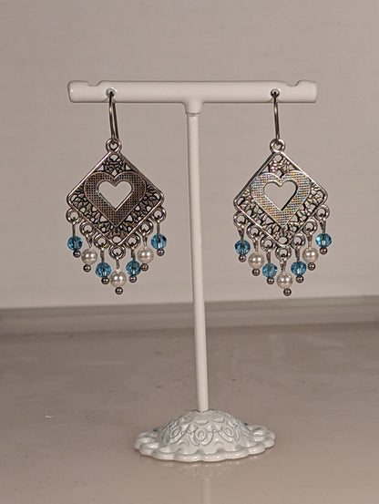 Heart Mix Chandelier Earrings in Assorted Colors CEHM