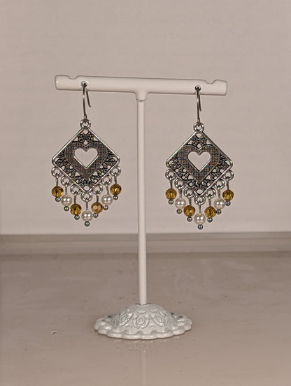 Heart Mix Chandelier Earrings in Assorted Colors CEHM