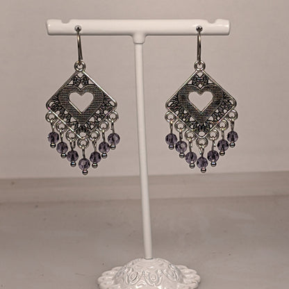Heart Chandelier Earrings in Assorted Colors CEH