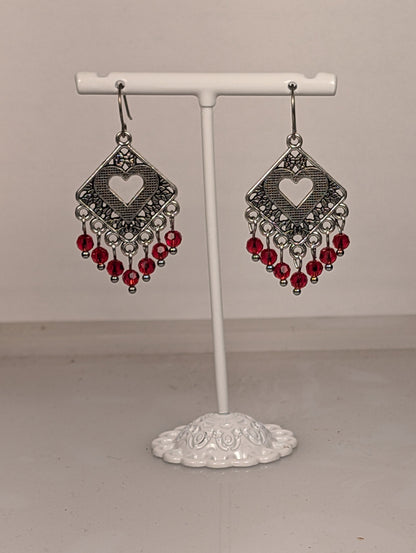 Heart Chandelier Earrings in Assorted Colors CEH