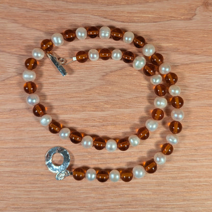 Baltic Amber and Freshwater Pearls Necklace FN22