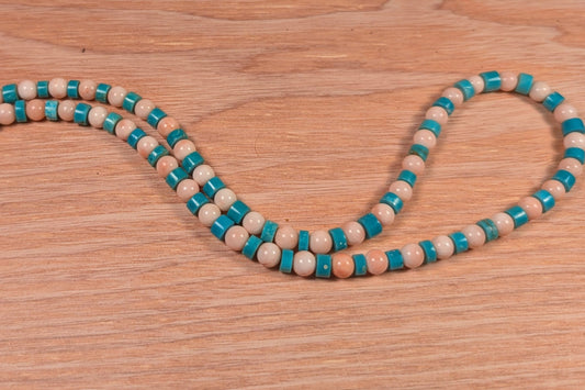 Salmon Skin Coral and Turquoise Necklace FN28