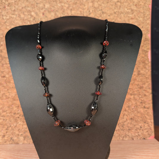 Black Spinel and Hessonite Garnet Necklace FN8