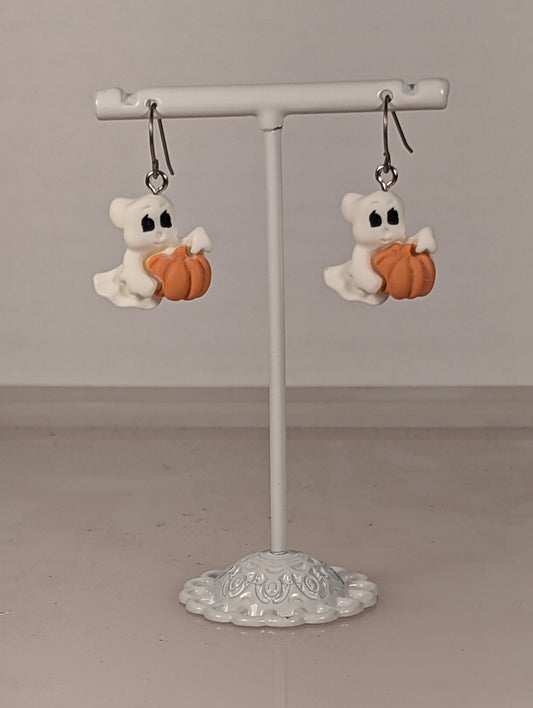 Halloween Ghost with Pumpkin Earrings HGP