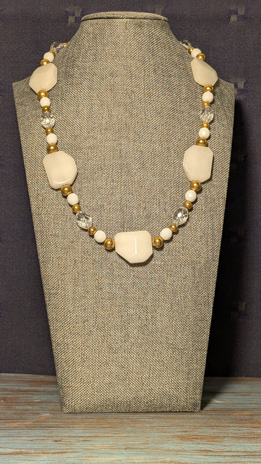 White Quartz and Glass with Golden Stainless Steel N12