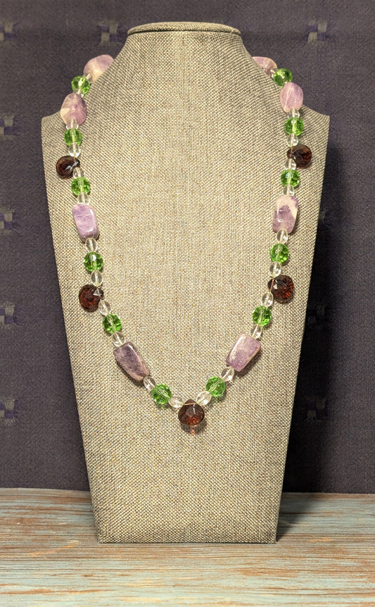 Amethyst and Glass with Alloy Clasp N16