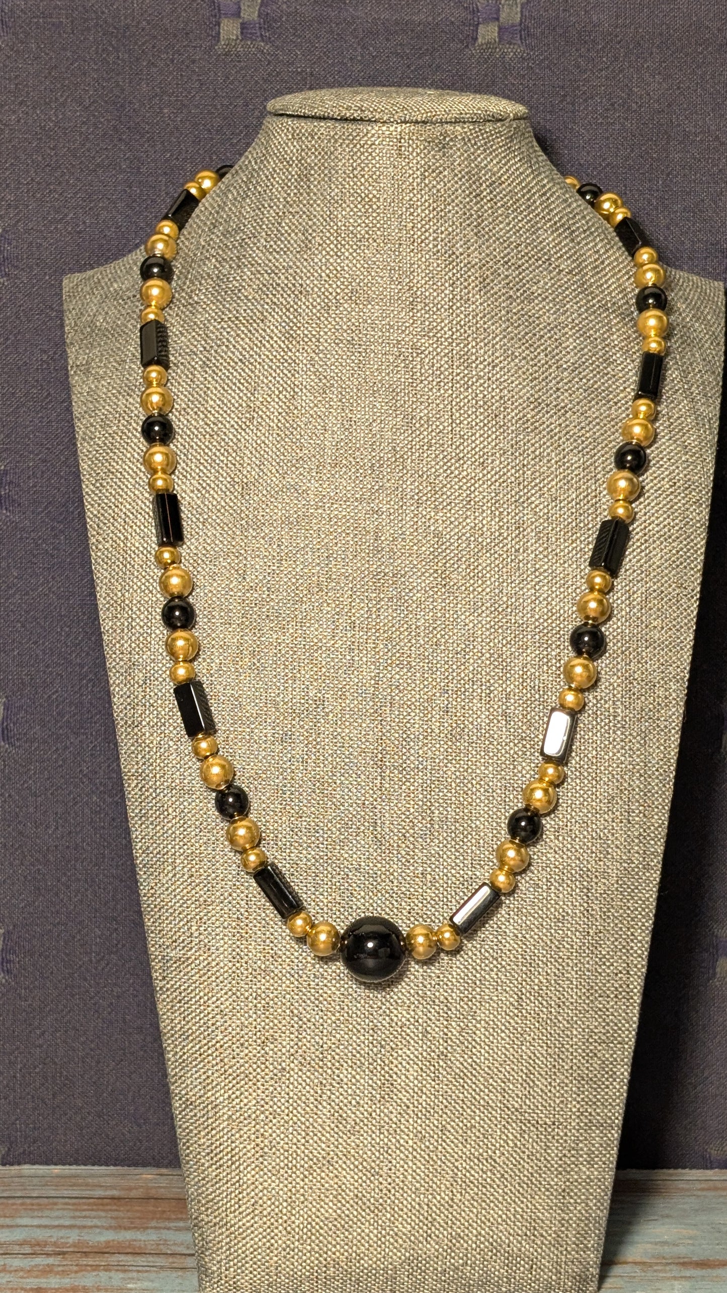 Glass and Stainless Steel with Golden Stainless Steel Clasp N7
