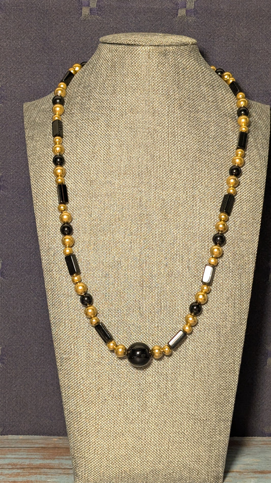 Glass and Stainless Steel with Golden Stainless Steel Clasp N7