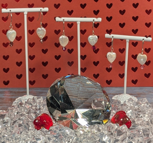 Freshwater Pearls and Austrian Crystal with Argentium Silver Earrings FE40